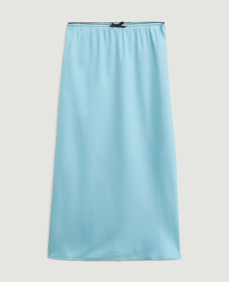 Jupe midi en tissu satiné bleu - Pimkie