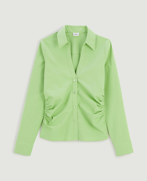 Chemise cintrée col V vert - Pimkie