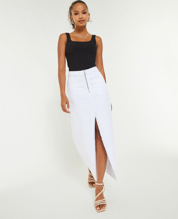 Jupe longue en jean blanc - Pimkie