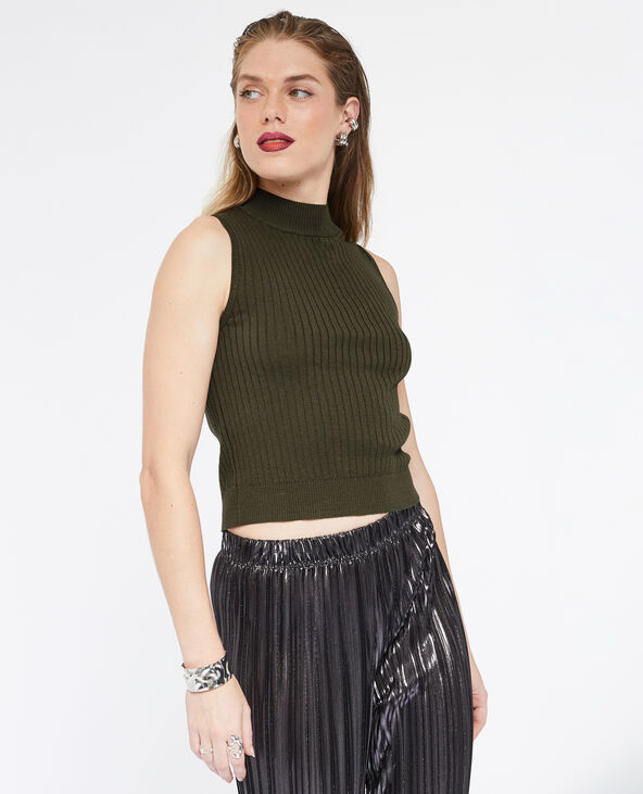Pull sans manches col montant taupe - Pimkie