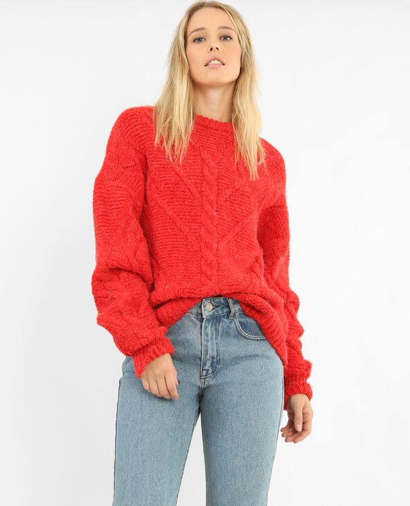 Pull torsadé rouge - Pimkie
