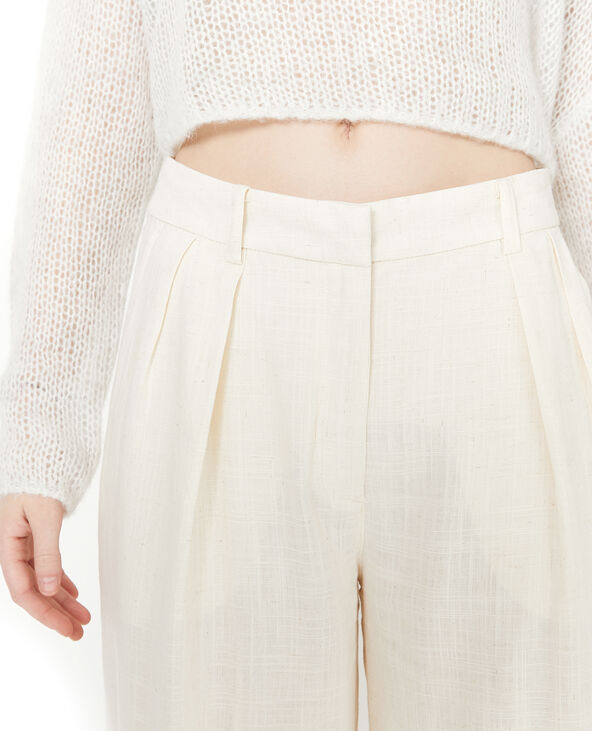 Pantalon large et droite avec pinces beige - Pimkie