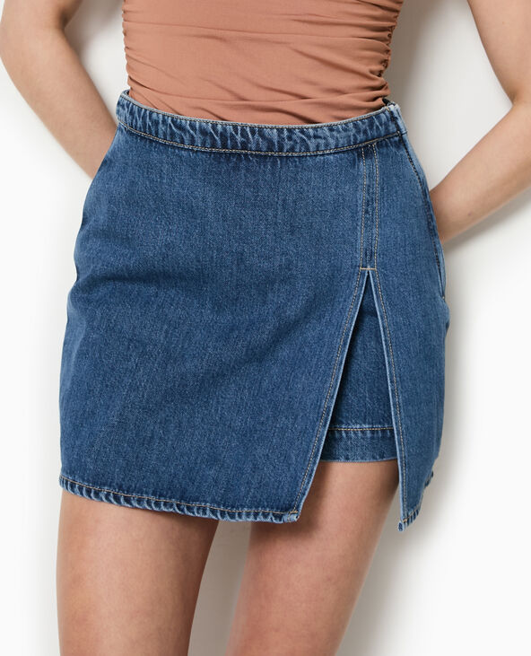 Jupe-short en jean bleu - Pimkie