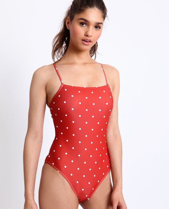 Maillot de bain une pièce à pois marron - Pimkie
