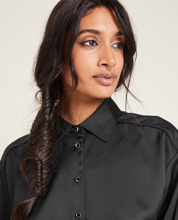 Chemise en tissu satiné noir - Pimkie