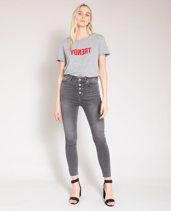 Jean skinny taille haute gris foncé - Pimkie