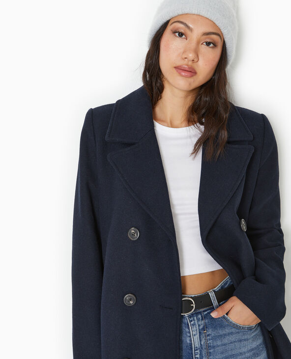 Caban avec laine bleu marine - Pimkie