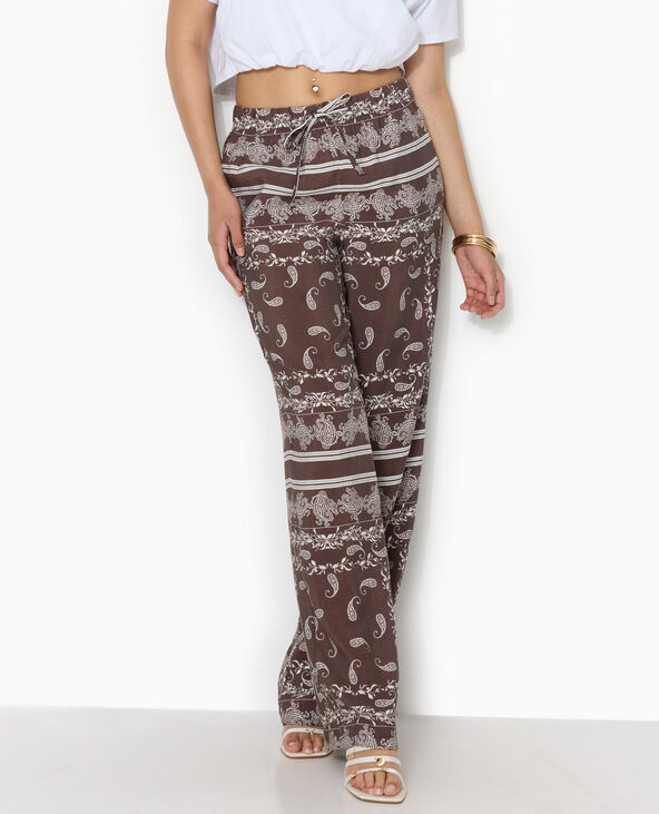 Pantalon taille coulissée motif bandana marron - Pimkie
