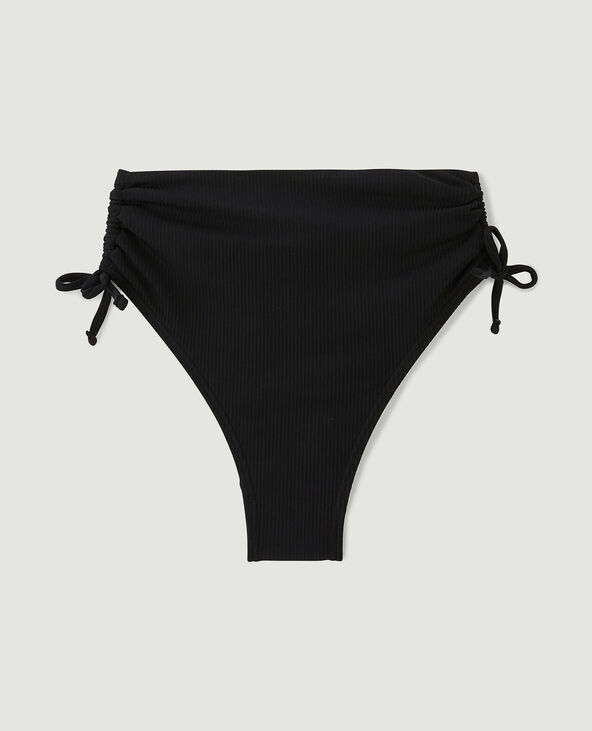 Bas de maillot culotte haute avec fronces et nouettes noir - Pimkie