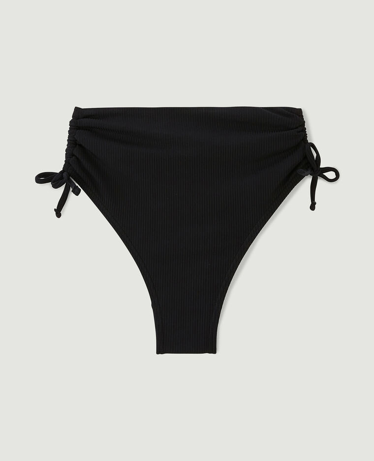 Bas de maillot culotte haute avec fronces et nouettes noir - Pimkie