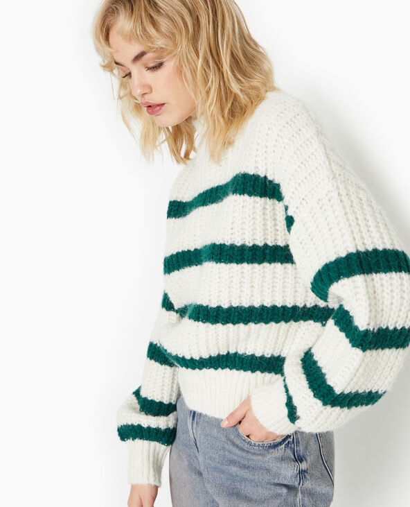 Pull grosse maille avec rayures écru - Pimkie
