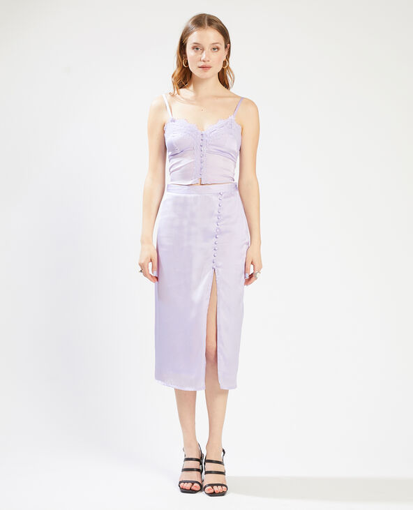 Top satiné dentelle lilas - Pimkie