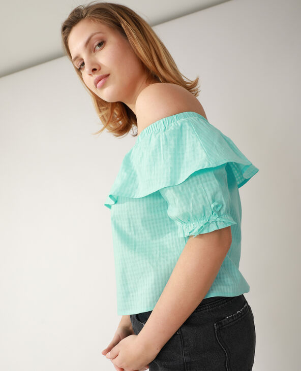 Top Vichy bleu turquoise - Pimkie