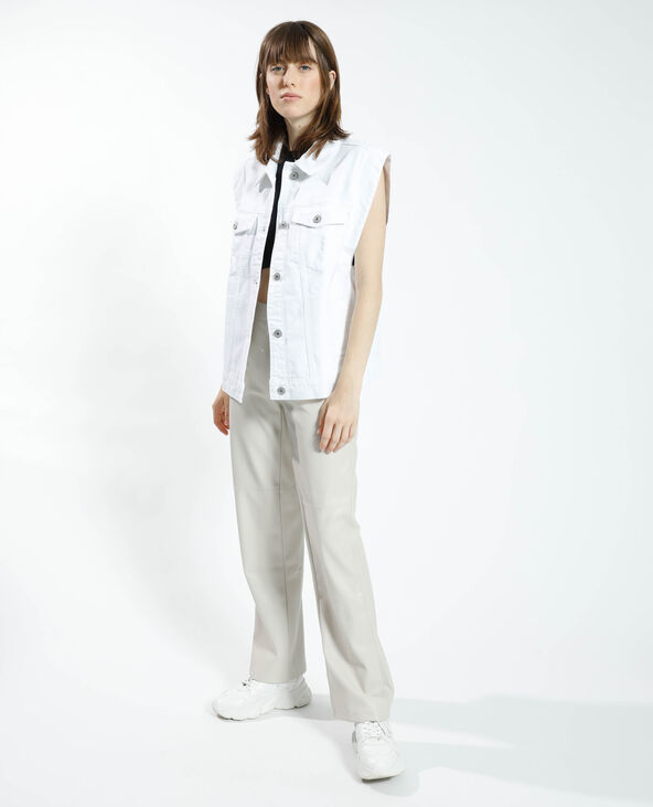 Pantalon droit en simili cuir écru - Pimkie