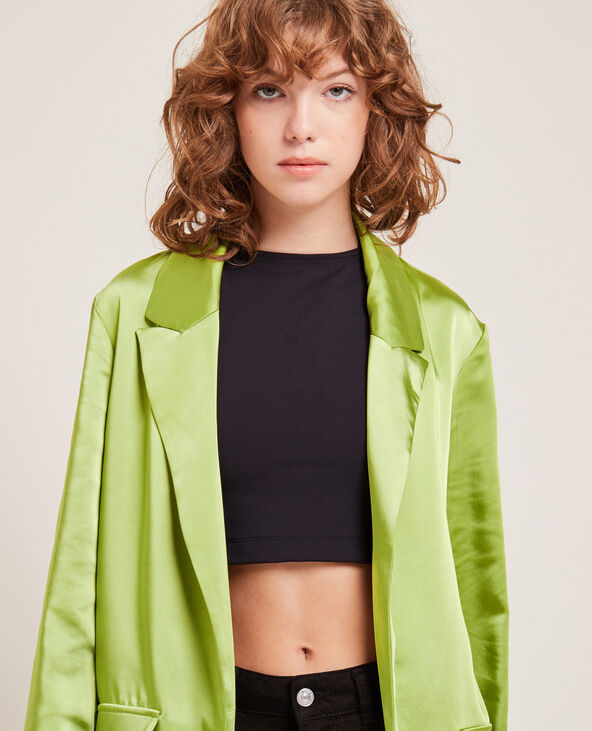 Veste blazer en satin vert - Pimkie