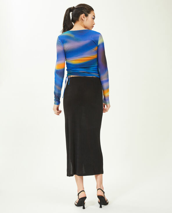 Jupe longue en maille fluide avec boucle noir - Pimkie