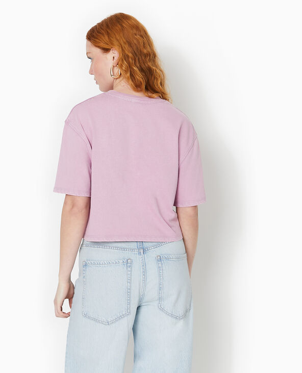 T-shirt court en coton épais effet délavé rose - Pimkie