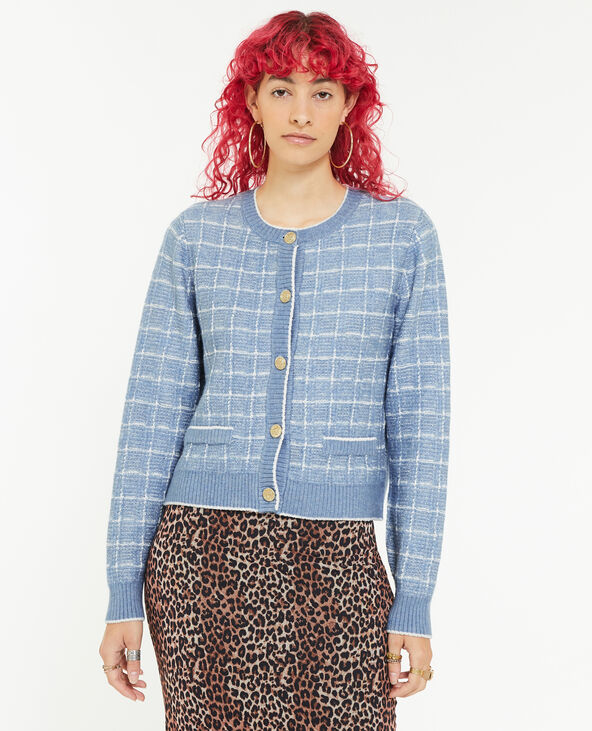 Gilet effet tweed à carreaux bleu - Pimkie