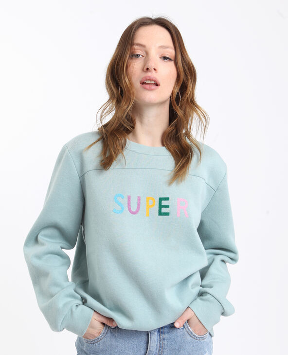 Sweat SUPER vert de gris - Pimkie