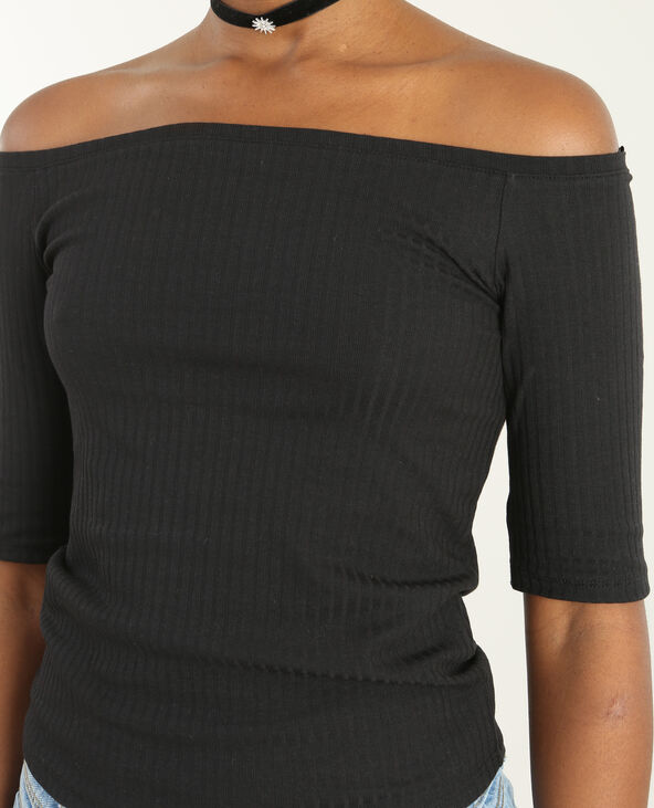 T-shirt col bateau noir - Pimkie