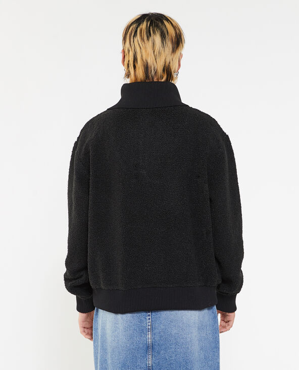 Sweat en sherpa avec col camionneur noir - Pimkie