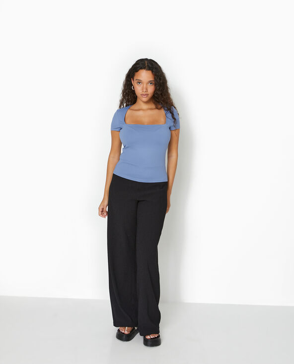 Top manches courtes encolure carrée bleu - Pimkie