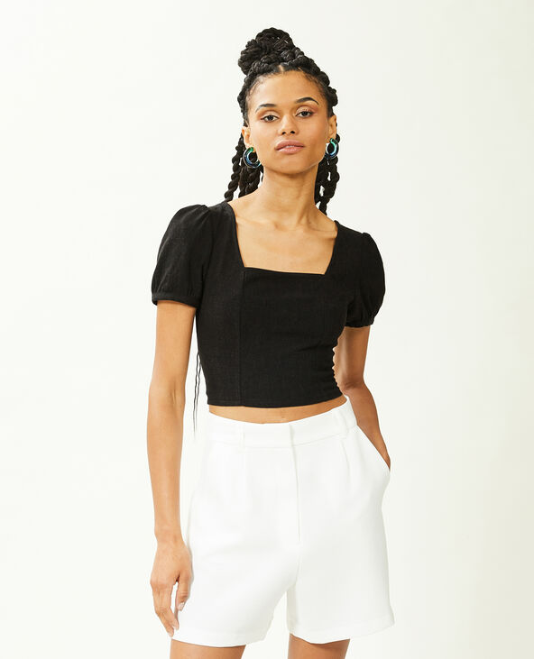 Top encolure carrée avec laçage dos noir - Pimkie