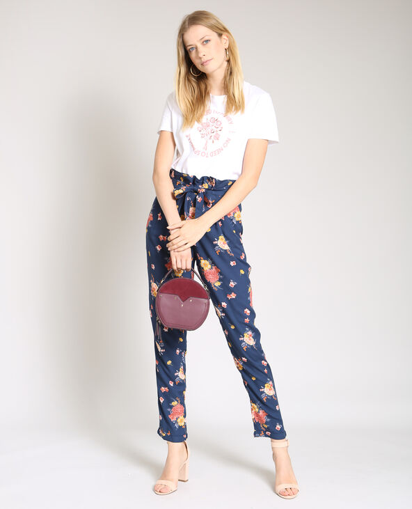 Pantalon fluide imprimé bleu marine - Pimkie
