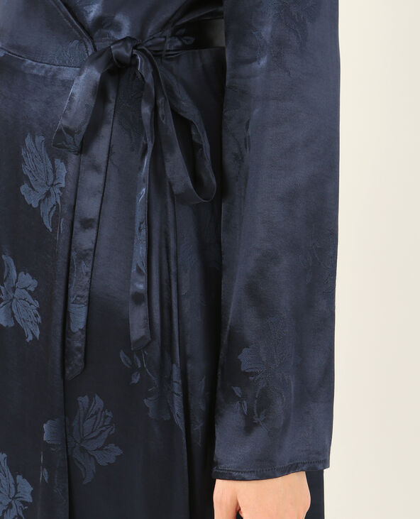 Robe portefeuille satinée bleu marine - Pimkie