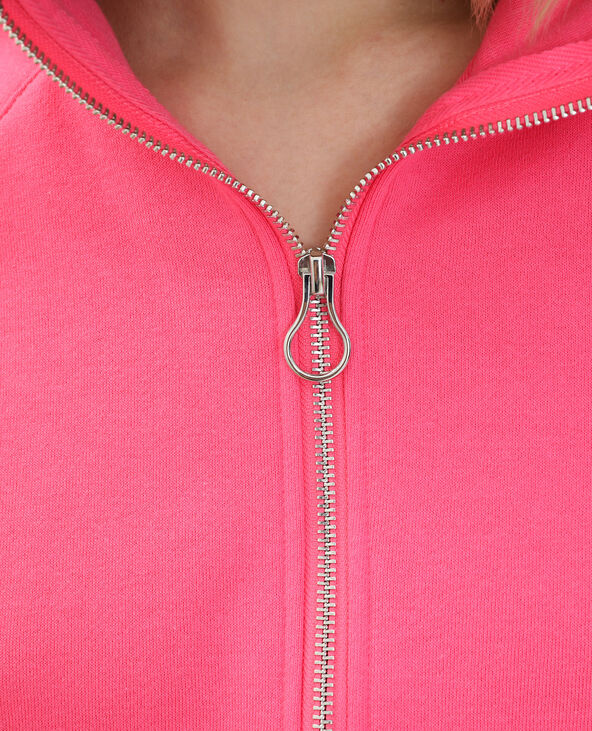Sweat à capuche molletonné volanté rose fluo - Pimkie