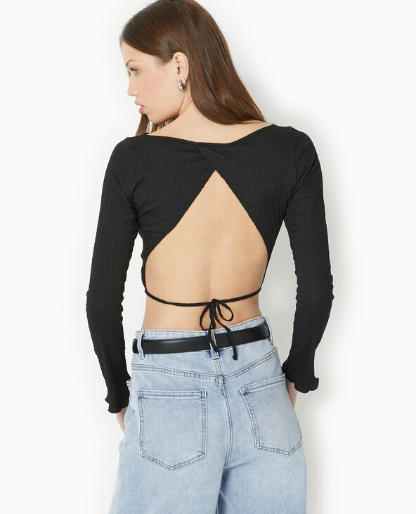Top dos-nu en maille texturée noir - Pimkie