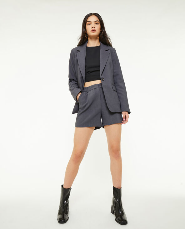 Short taille haute avec pinces  gris foncé - Pimkie
