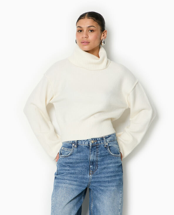 Pull col boule avec manches larges blanc - Pimkie