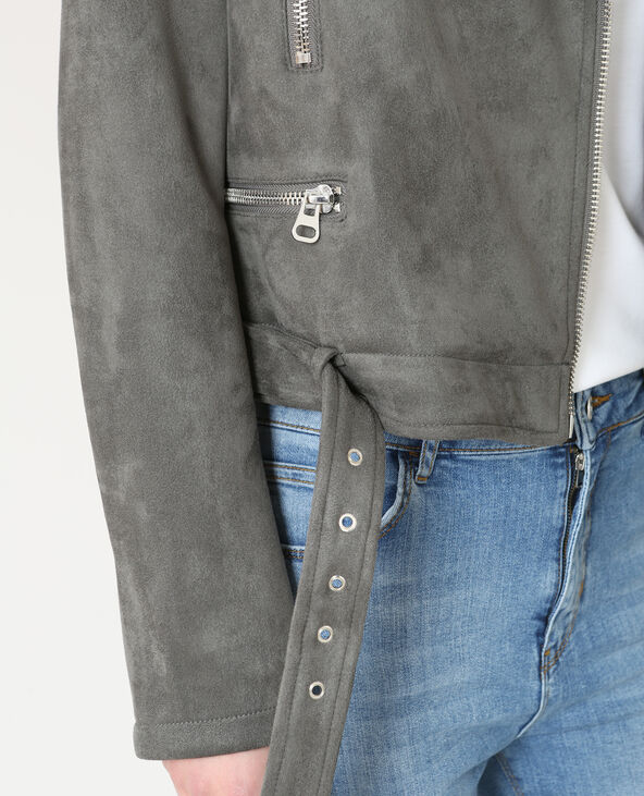 Veste style perfecto suédine gris foncé - Pimkie