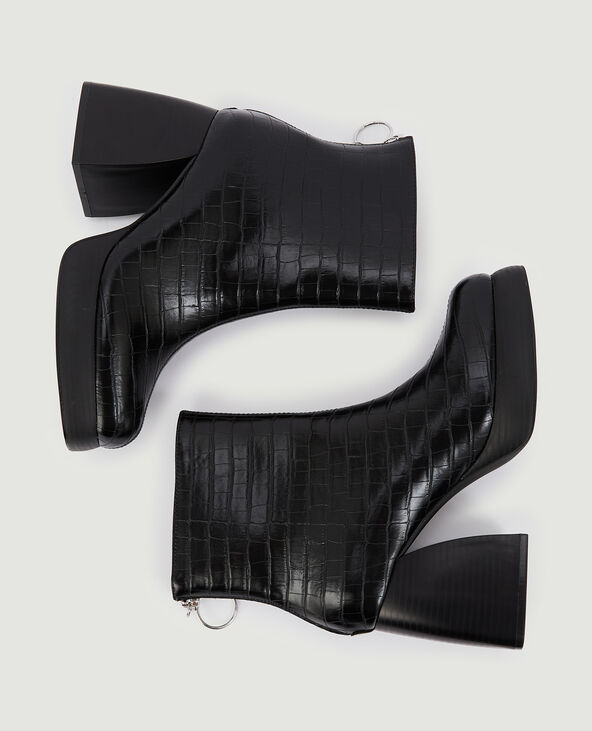 Boots plateformes effet croco noir - Pimkie