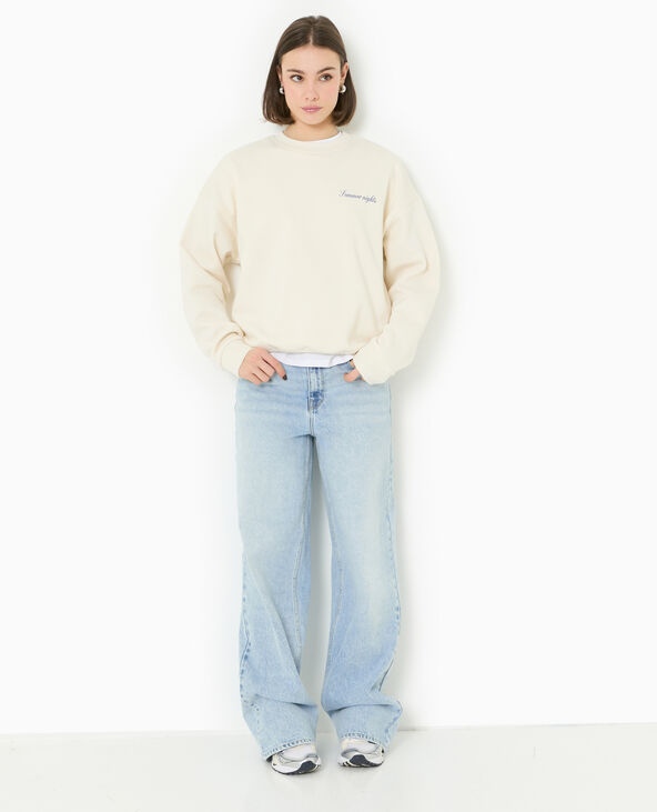 Sweat col rond avec print poitrine et dos blanc - Pimkie