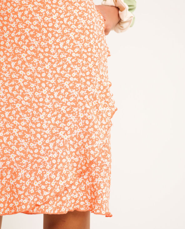 Robe portefeuille à fleurs orange - Pimkie