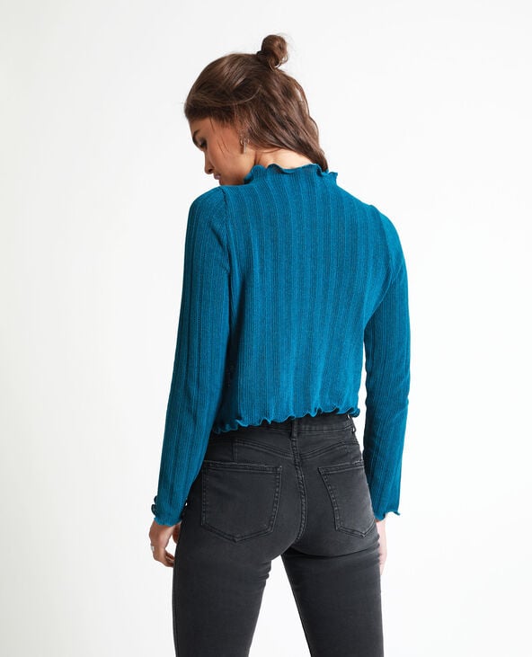 Crop top à manches longues bleu - Pimkie