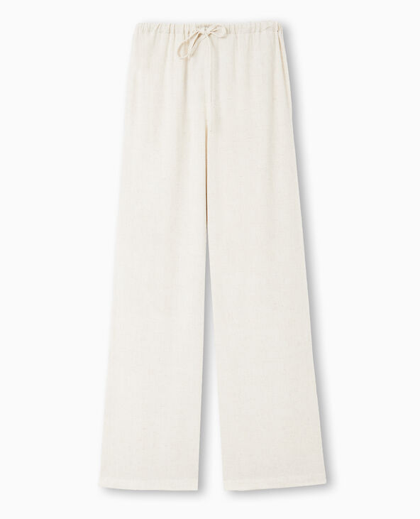 Pantalon droit et large avec taille élastiquée blanc - Pimkie