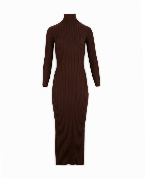 Robe longue moulante en maille côtelée marron - Pimkie