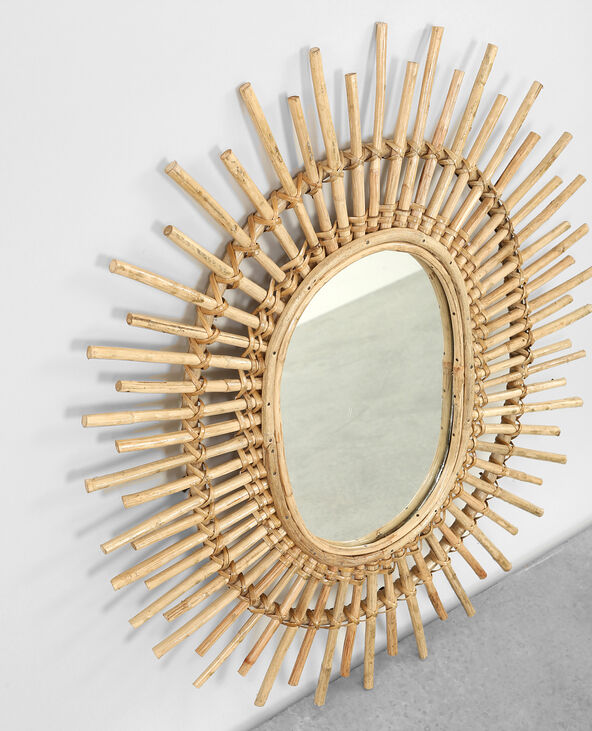 Miroir soleil en rotin beige - Pimkie
