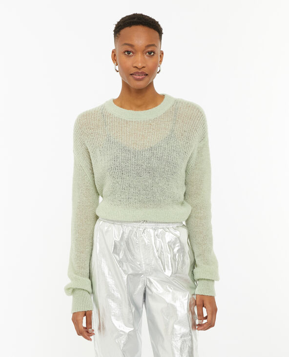 Pull en maille ajourée vert clair - Pimkie