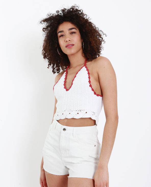 Crop top en crochet blanc - Pimkie