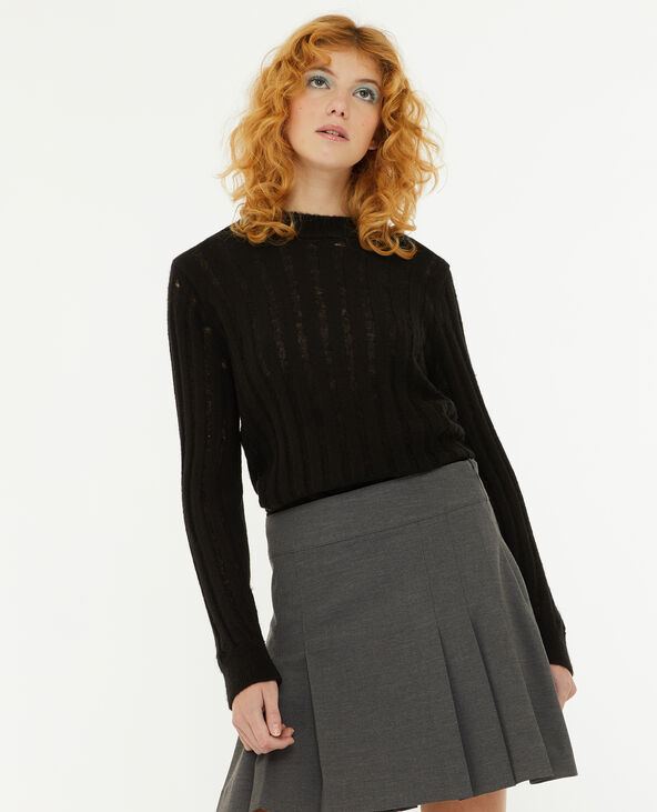 Pull en maille effet trashé noir - Pimkie