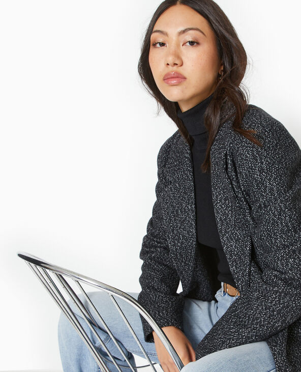 Manteau mi-long avec laine gris foncé - Pimkie