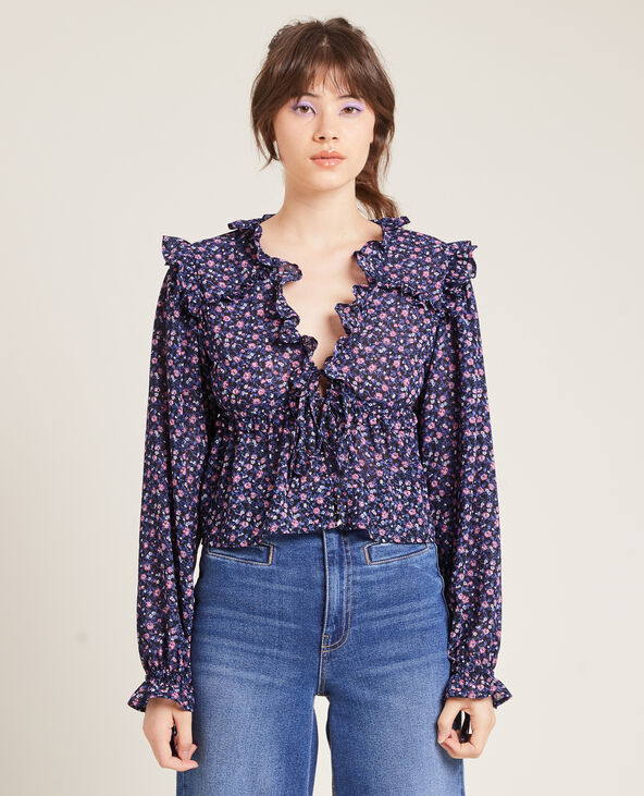 Blouse à volants bleu - Pimkie