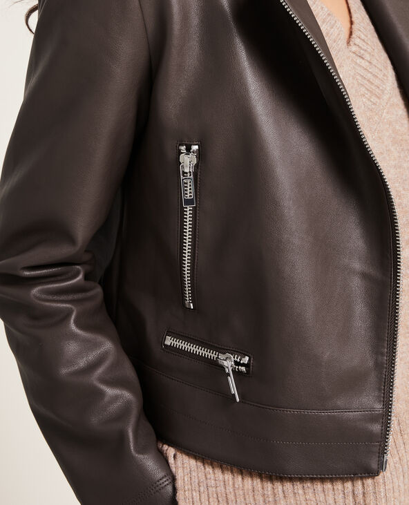 Blouson biker zippé taupe - Pimkie