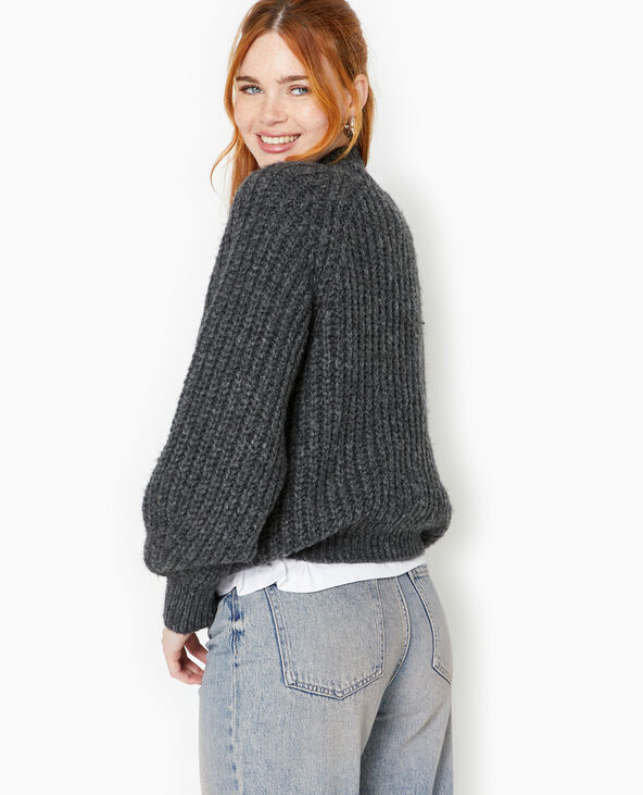 Pull col montant grosses mailles gris foncé - Pimkie