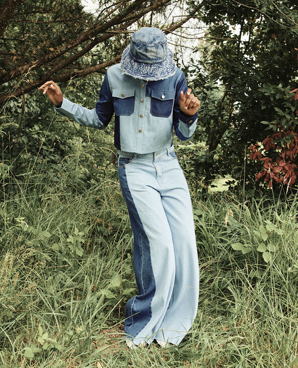 Jean wide bicolore bleu clair - Pimkie