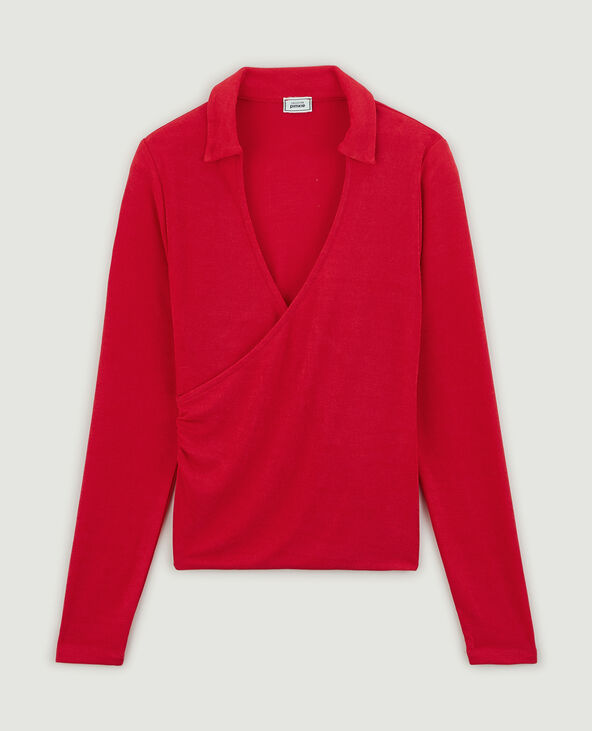 Top cache-cœur en maille fluide rouge - Pimkie
